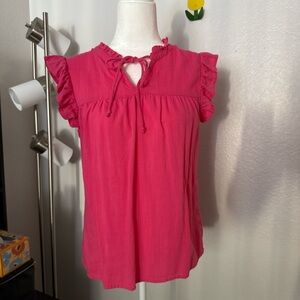 St. John's Bay Fuchsia Ruffle Sleeve Blouse